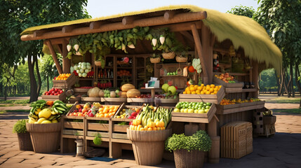 Food market kiosk farmers shop farm food stall