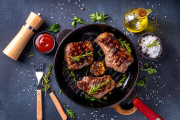 Grilled beef steak with herb and spices