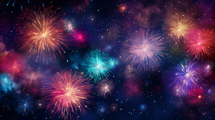 Fototapeta na wymiar fireworks in the night sky | generative ai