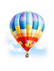 Fantastic colorful bright hot air balloon isolated o white background