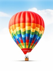 Fantastic colorful bright hot air balloon isolated o white background
