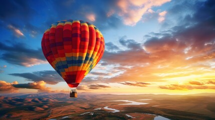 Obraz premium Beautiful hot air balloons flying in the fantastic colorful sky
