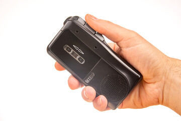 Audio recorder with microcassette. device for working with voice and journalism. analog audio...