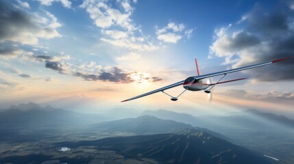 Fototapeta na wymiar Modern glider flying in the beautiful bright sky