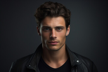 Obraz premium Generative ai close up photo of handsome model man pop star with perfect hairstyle using new nodern gel balm