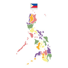 Silhouette and colored philippines map