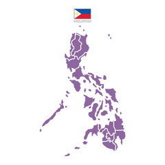 Silhouette and colored (purple) philippines map