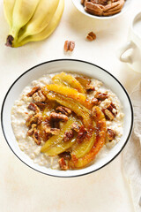 Caramelized banana oatmeal bowl