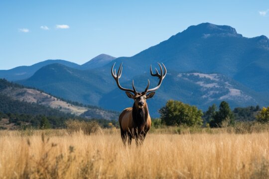 Majestic elk in autumnal landscape