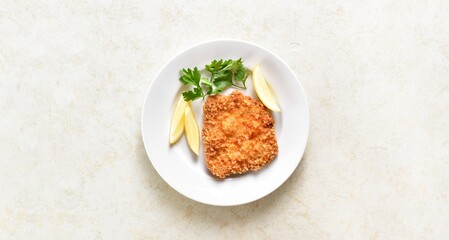 Homemade breaded chicken schnitzel