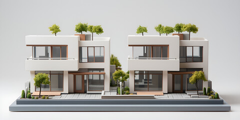 modern house with balcony, Eco House Model, 3d model of private house with different rooms and materials. Concept of architecture and design, GENERATIVE AI

