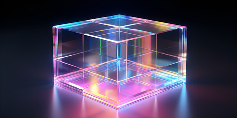 abstract blue cube background, 3d Model Of The Glass Cube Background, generative AI

 - obrazy, fototapety, plakaty
