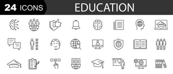 Education line icons set. Education, School, Book . Vector illustration