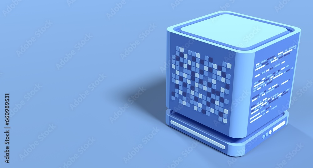 Poster 3d server icon. computer server 3d render icon. cloud computing. 3d render illustration