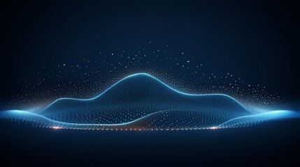 This image depicts a 3D futuristic circle wave with a visually captivating abstract digital background. It features a glowing music sound wave accompanied by dots and lines that create a captivating 