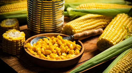 Canned corn on board.