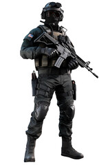 SWAT team member with a ballistic face mask
