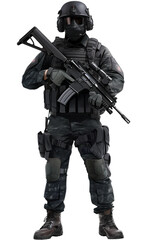 SWAT team member with a ballistic face mask
