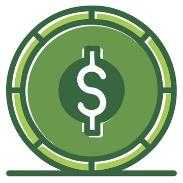 Dollar, Green Finance Money Icon, Digital Payment, Investment and Savings Symbol