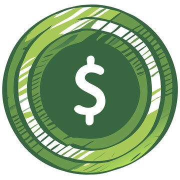 Dollar, Green Finance Money Icon, Digital Payment, Investment and Savings Symbol