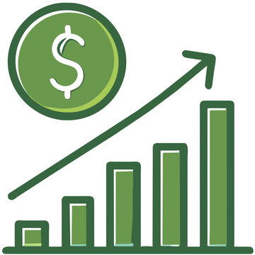 Dollar, Green Finance Money Icon, Digital Payment, Investment and Savings Symbol