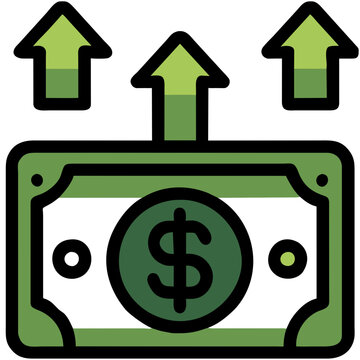 Dollar, Green Finance Money Icon, Digital Payment, Investment and Savings Symbol