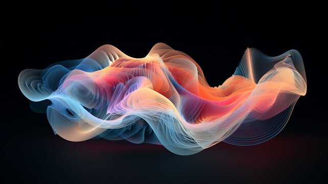 Enigmatic Particle Symphony: 3D Rendered Abstract Liquify Pattern Unveils Unconventional Geometric Waves Composed of Tiny Particles in a Strange Dance of Artistry 