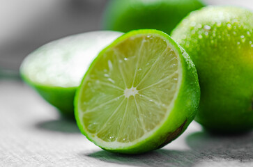 Fresh limes . top view