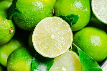 Fresh limes . top view