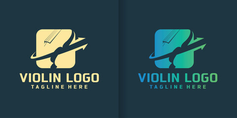Classic style violin icon logo vector. The End of String Instruments