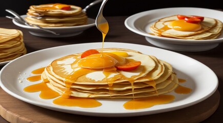 delicious dessert on the table, dessert on the plate in restaurant, close-up of a dessert on plate