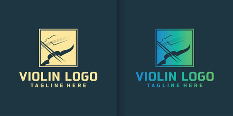 collection of violin musical instrument logos, jazz logos, violin logo designs.