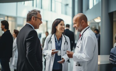 Fototapeta premium Medium shot of doctors talking during a meeting