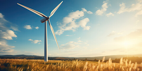 wind turbines in the field - obrazy, fototapety, plakaty