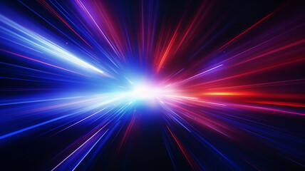 Obraz premium Cyber Pulse: 3D Rendered Abstract Glowing Cyberpunk Lights on a Dark Black Background, Visualizing the High-Speed Flow of Technology and Data at the Speed of Light 
