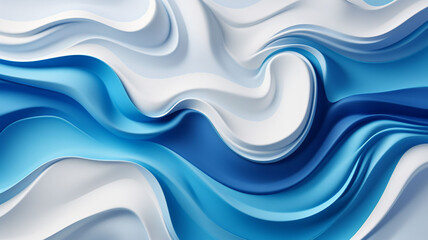 Fototapeta premium Tranquil Blue Symphony: Abstract Wavy Creamy Liquid Mixing in Shades of White and Serene Blue, Crafting an Artistic Fluid Ballet of Elegance