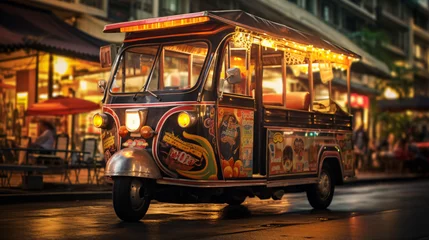 Foto op Plexiglas Londen rode bus Traditional taxi