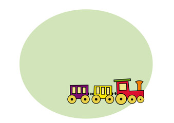 Dibujo infantil tren de colores sobre fondo de color
