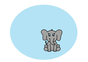 Dibujo infantil de elefante sobre fondo de color