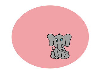 Dibujo infantil de elefante sobre fondo de color