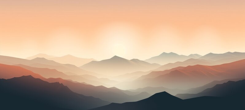 Landscape mountains mountainscape nature adventure travel background panorama - Illustration of silhouette of valley view of mountains peak