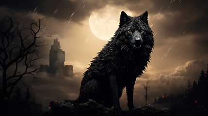 wolf in the night | generative ai