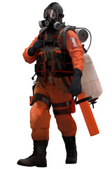 Demolition worker with a protective face shield
