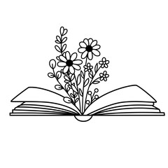 Floral Book, Book with Flowers, Reading, Book design - Book Lover, Wildflower for Cricut