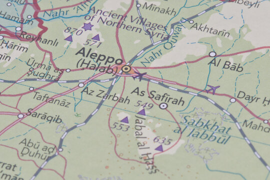Aleppo city of Syria on map.