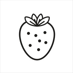 a black and white picture of a strawberry with a leaf on top