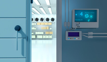 Refrigeration chamber for food storage 3d image