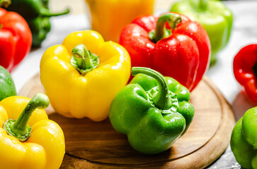 Fresh sweet pepper. On white table.