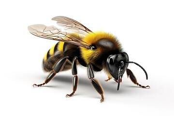 Image of bumble bee on white background. Animal. Insect. - obrazy, fototapety, plakaty