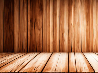 Naklejka premium empty wood table background with natural light and dark wooden wall. can be used for display or product